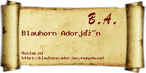 Blauhorn Adorján névjegykártya